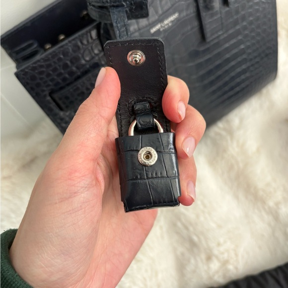 Saint Laurent Midnight Croc Embossed Tote - Picture 5 of 11